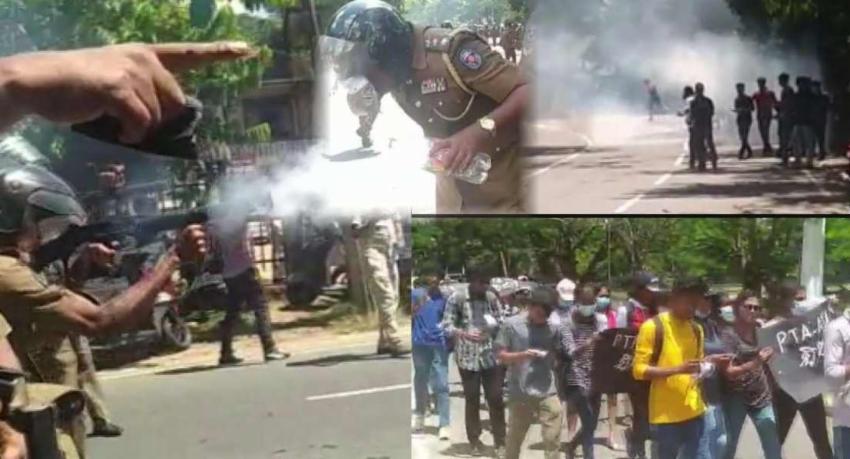 පේරාදෙණිය සිසු විරෝධයට,පොලීසියෙන් කදුළු ගෑස්